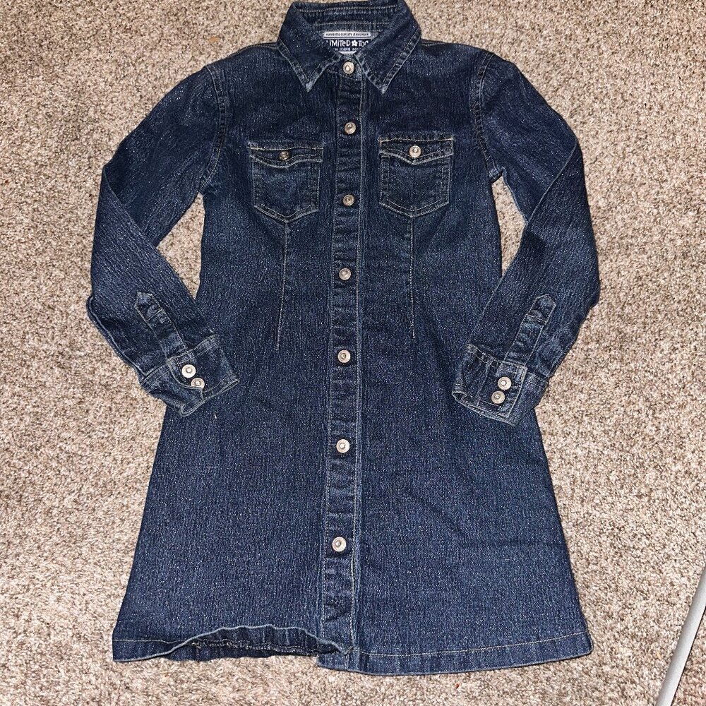 Y2K VINTAGE Limited Too Girl's Size 7 DENIM STRETCH snap front long sleeves EUC